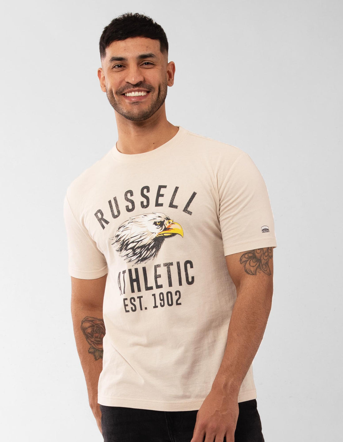 Men Russell Athletic Screaming Eagle T Shirts Grey | NIXQEY728