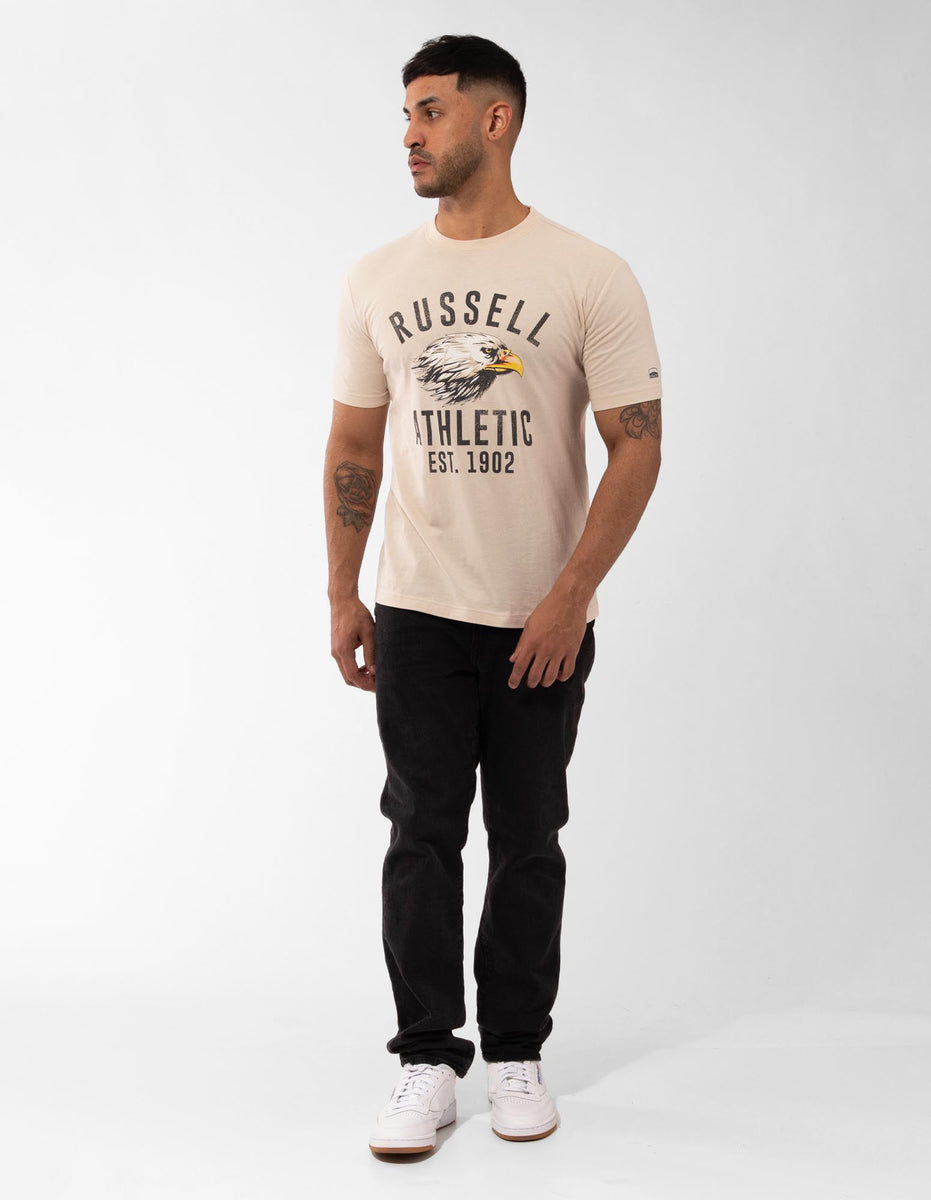 Men Russell Athletic Screaming Eagle T Shirts Grey | NIXQEY728