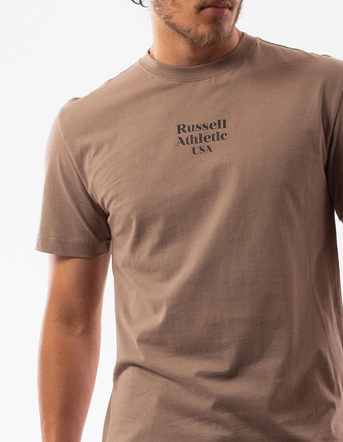 Men Russell Athletic Small Serif T Shirts Beige | QLCWIU632