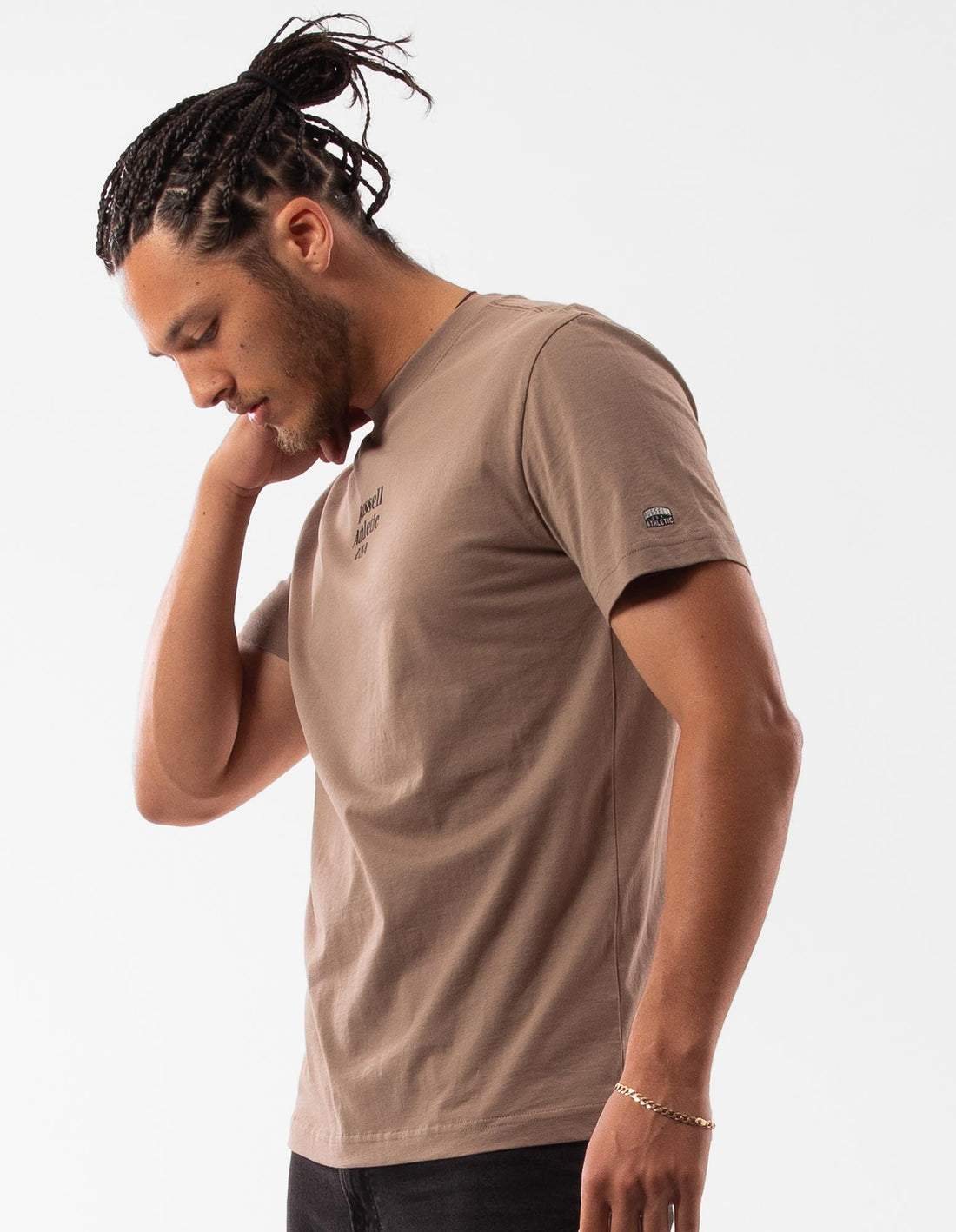 Men Russell Athletic Small Serif T Shirts Beige | QLCWIU632