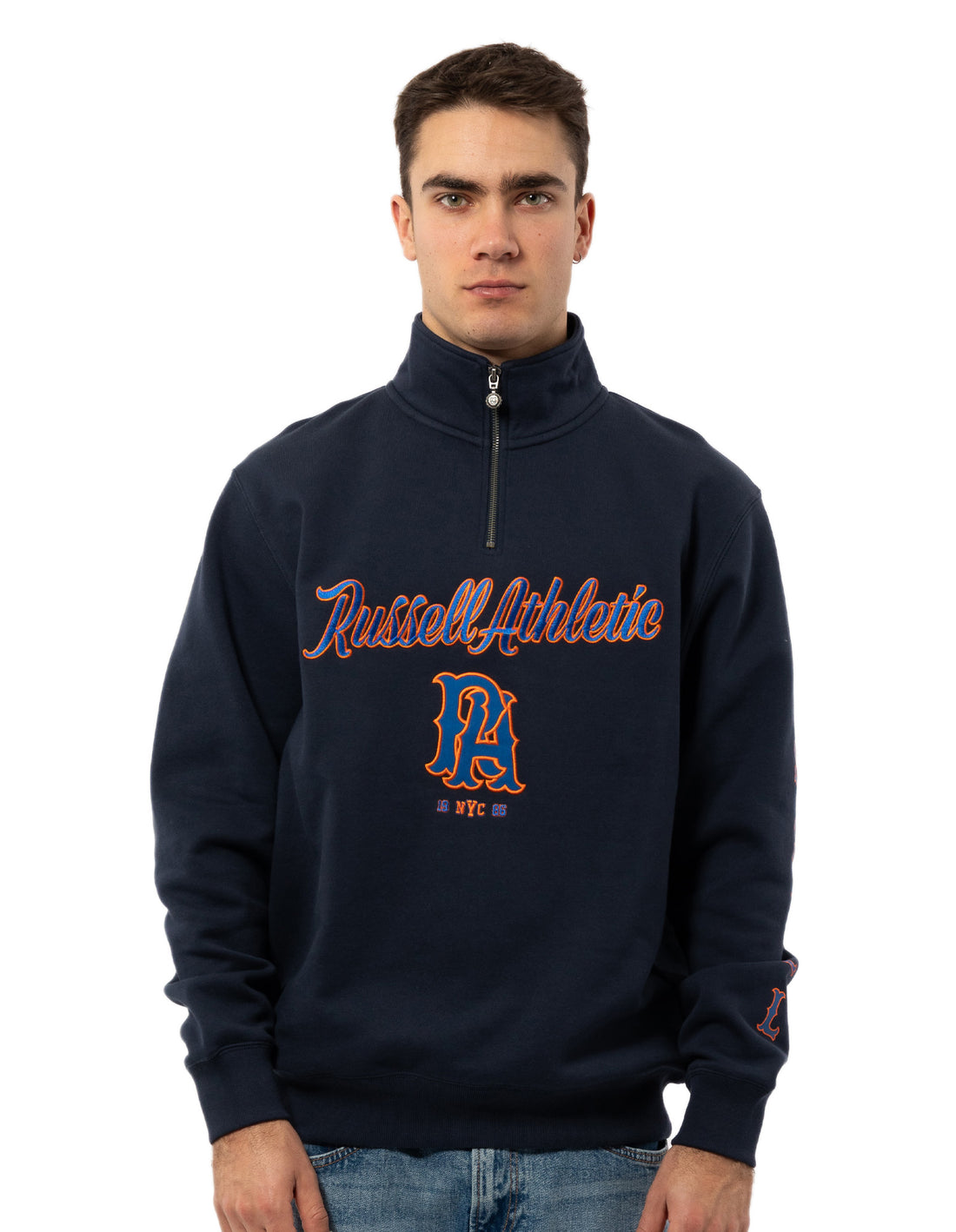 Men Russell Athletic Strike Out 1/4 Zip Top Navy | YMWDSH851