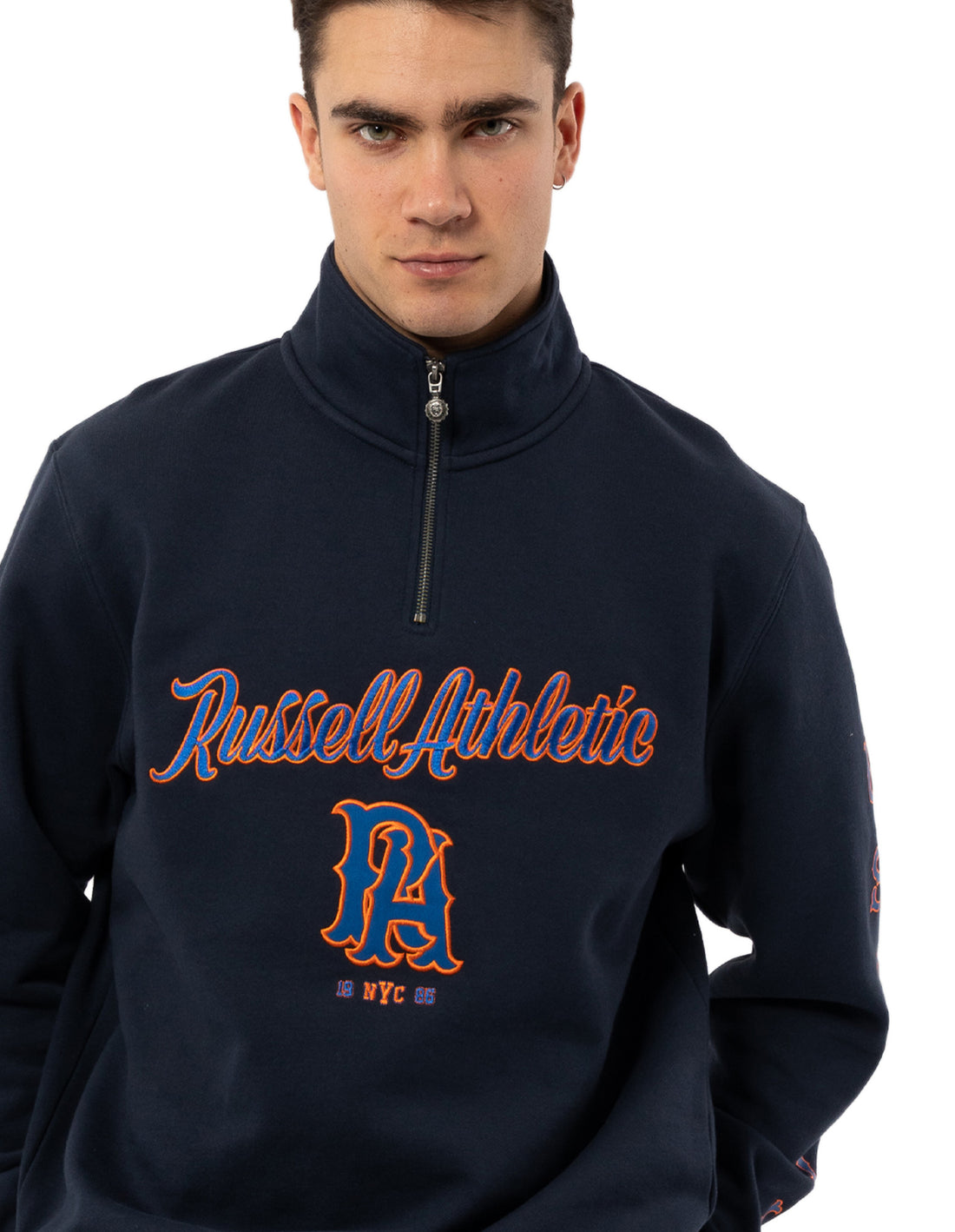 Men Russell Athletic Strike Out 1/4 Zip Top Navy | YMWDSH851