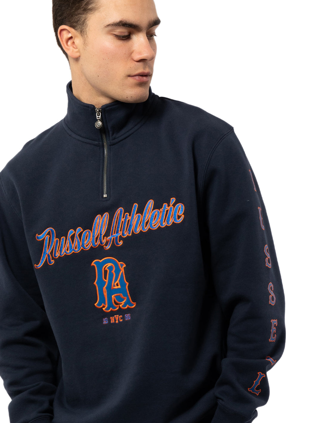 Men Russell Athletic Strike Out 1/4 Zip Top Navy | YMWDSH851