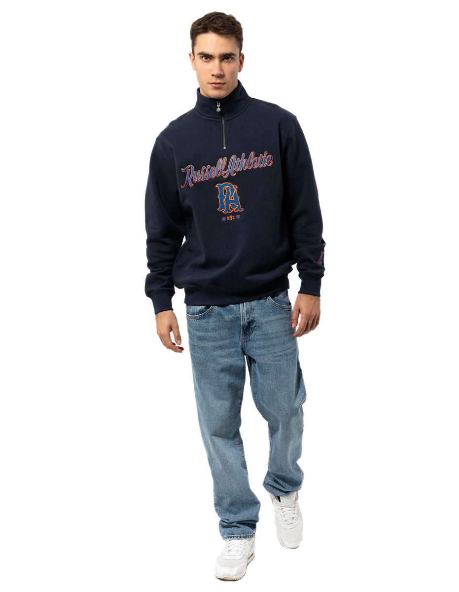 Men Russell Athletic Strike Out 1/4 Zip Top Navy | YMWDSH851