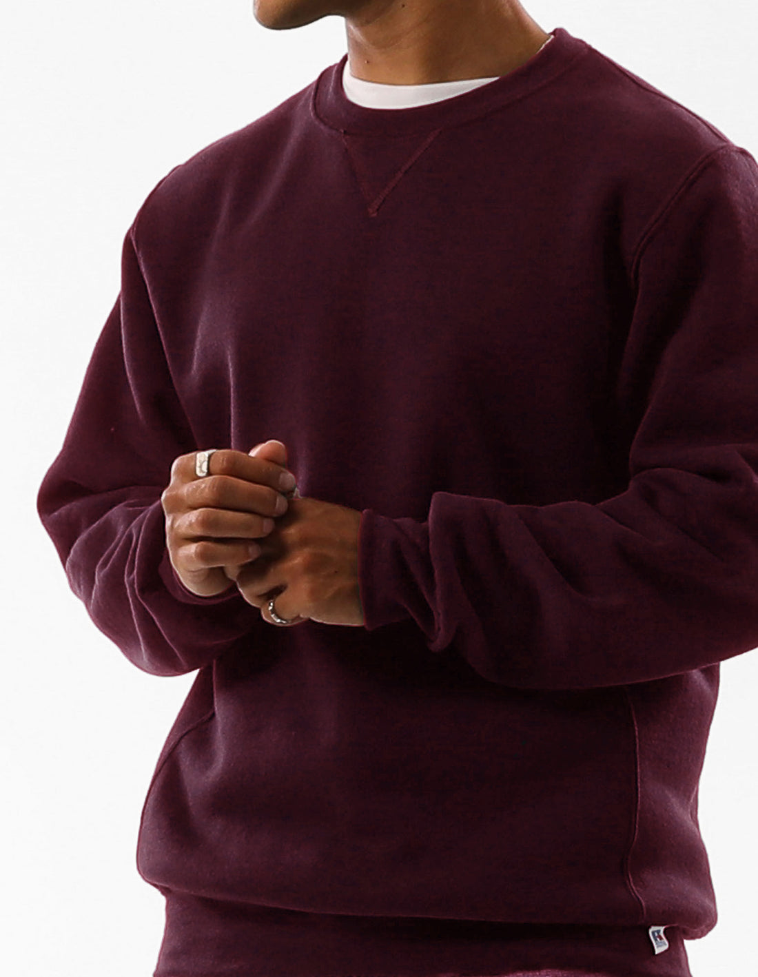 Men Russell Athletic Unisex Dri Crew Neck Sweaters Burgundy | BZOYTG756