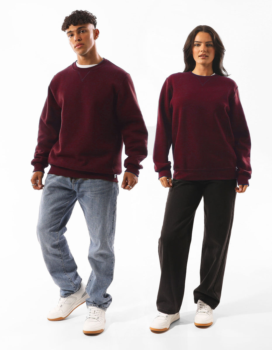 Men Russell Athletic Unisex Dri Crew Neck Sweaters Burgundy | BZOYTG756