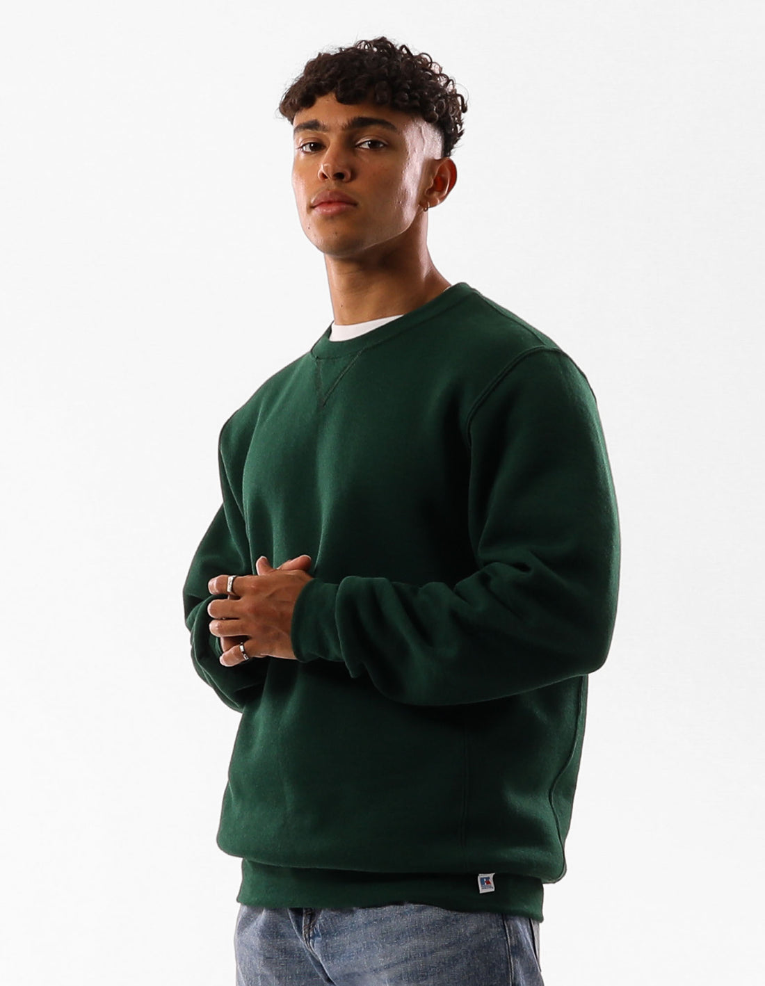 Men Russell Athletic Unisex Dri Crew Neck Sweaters Dark Green | JURWTX391