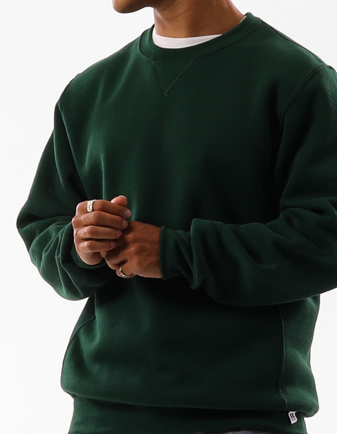 Men Russell Athletic Unisex Dri Crew Neck Sweaters Dark Green | JURWTX391