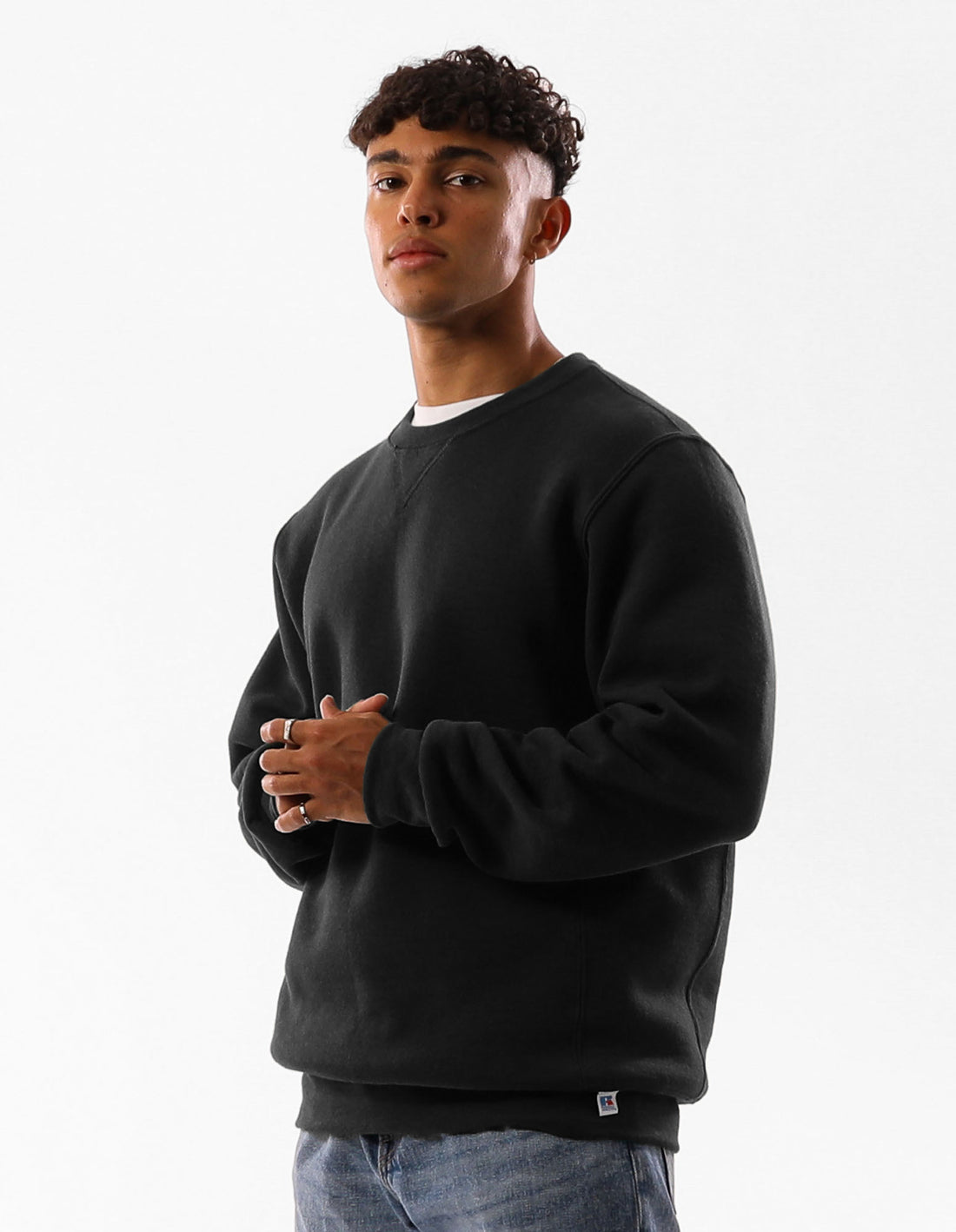 Men Russell Athletic Unisex Dri Crew Neck Sweaters Black | AHCDGT073