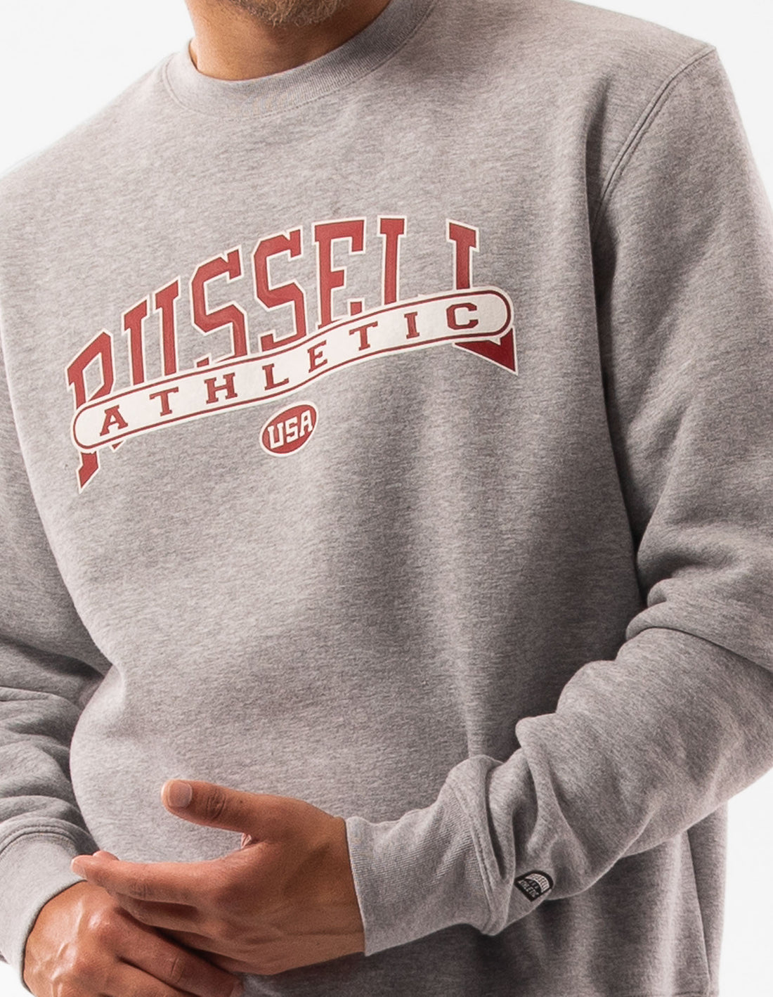 Men Russell Athletic Vortex Crew Neck Sweaters Grey | WTCAMF318