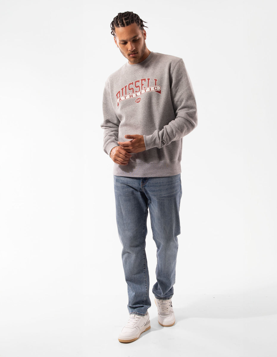 Men Russell Athletic Vortex Crew Neck Sweaters Grey | WTCAMF318