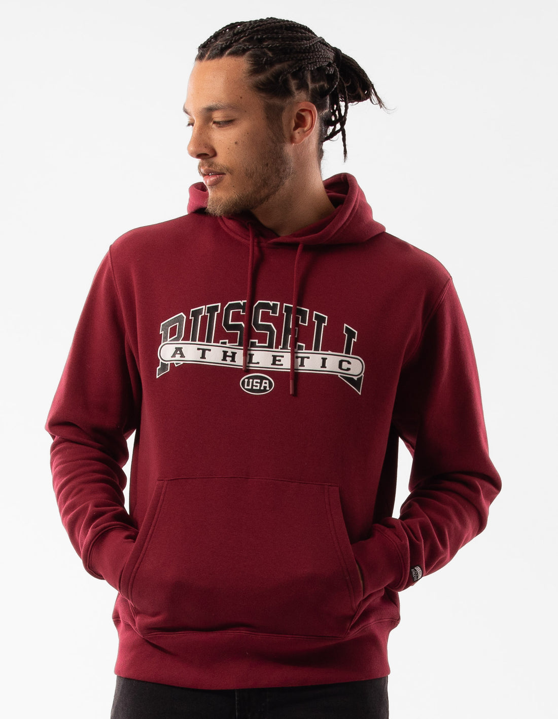 Men Russell Athletic Vortex Hoodie Burgundy | NHGESC024