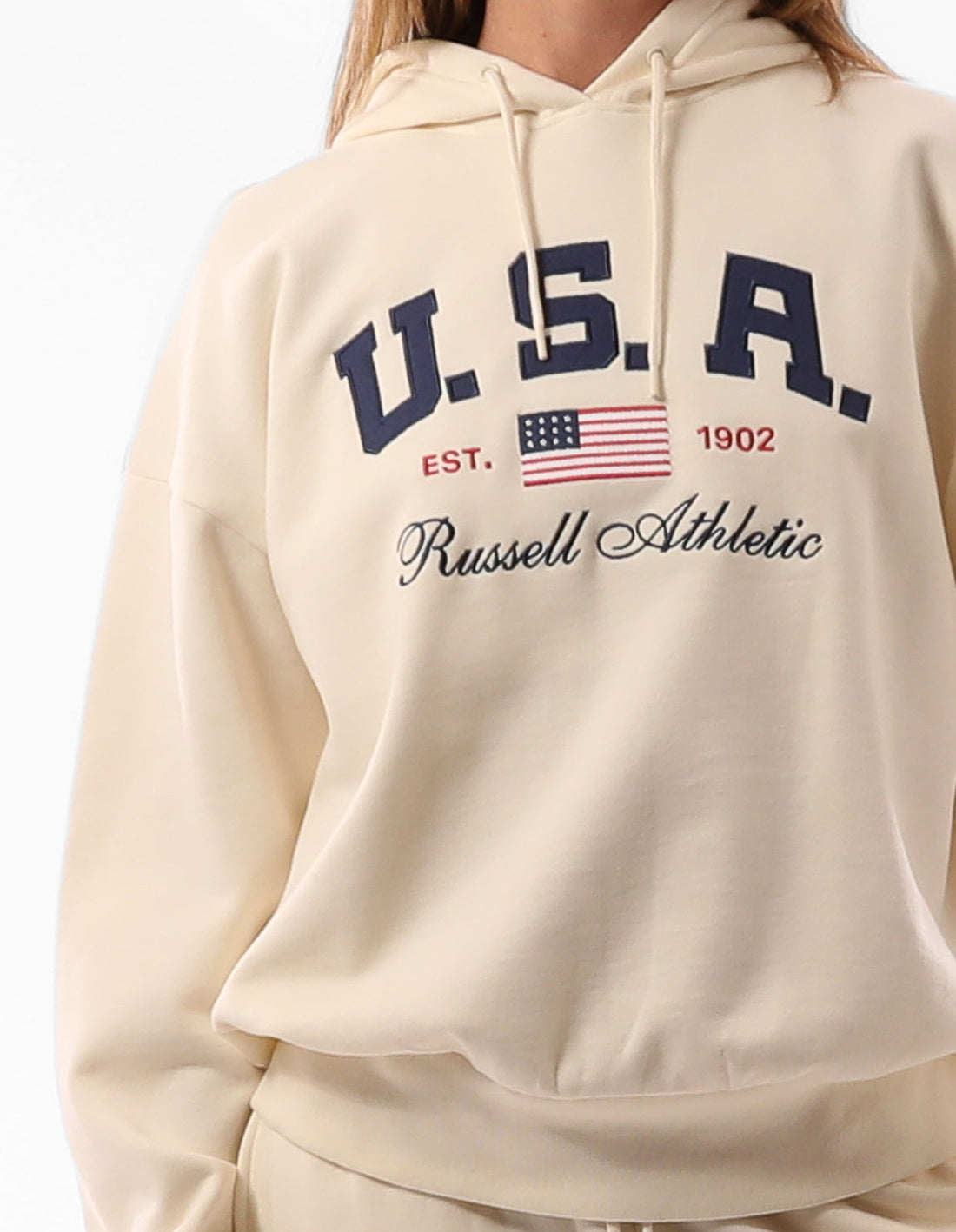 Women Russell Athletic 1902 Oversized Hoodie Beige | NMOFVT273