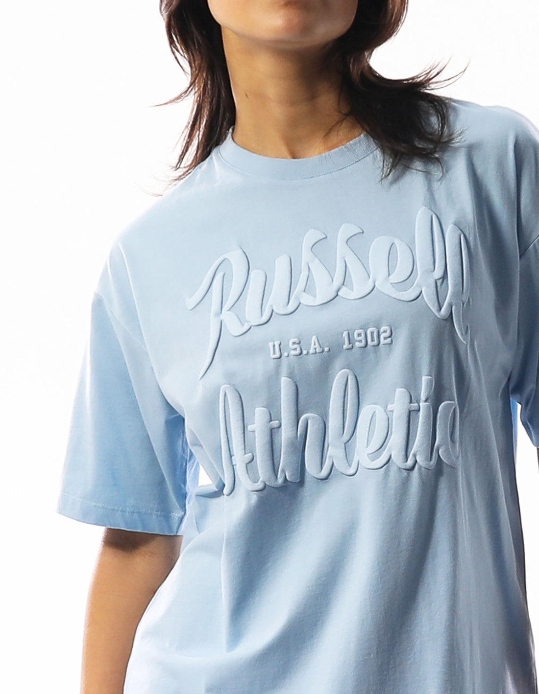 Women Russell Athletic Annie Oversized T Shirts Blue | QYVGTX901