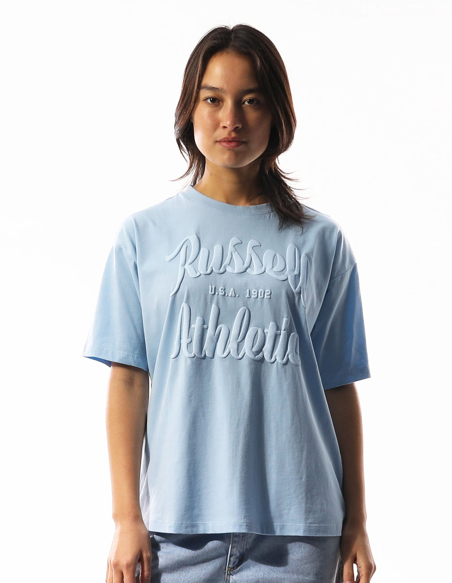 Women Russell Athletic Annie Oversized T Shirts Blue | QYVGTX901