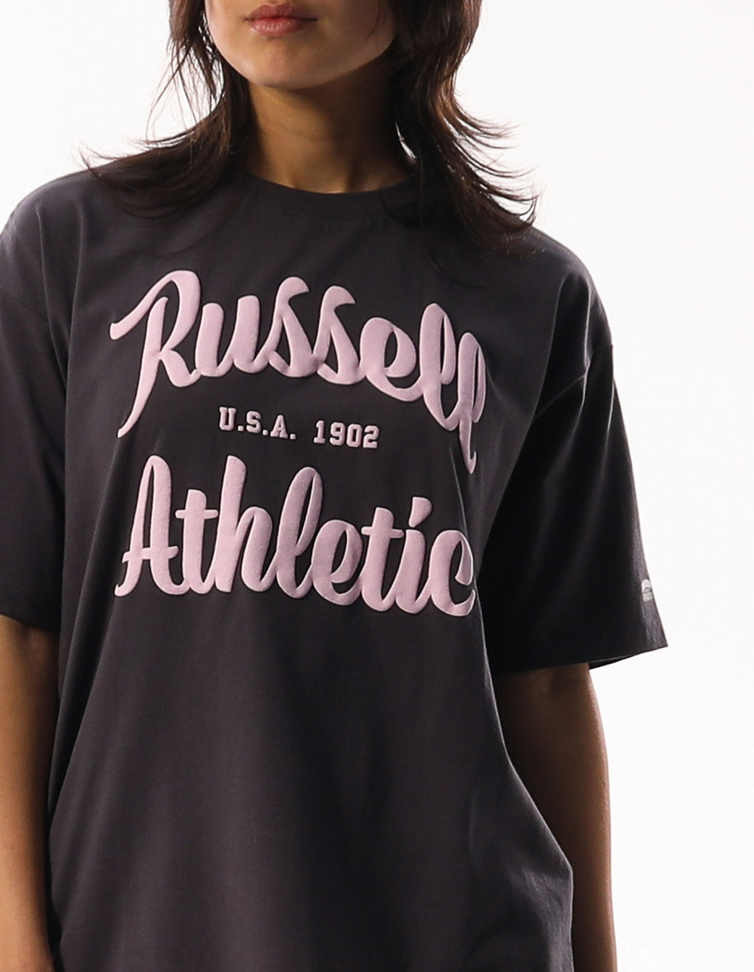 Women Russell Athletic Annie Oversized T Shirts Dark Grey | VGKZHI920