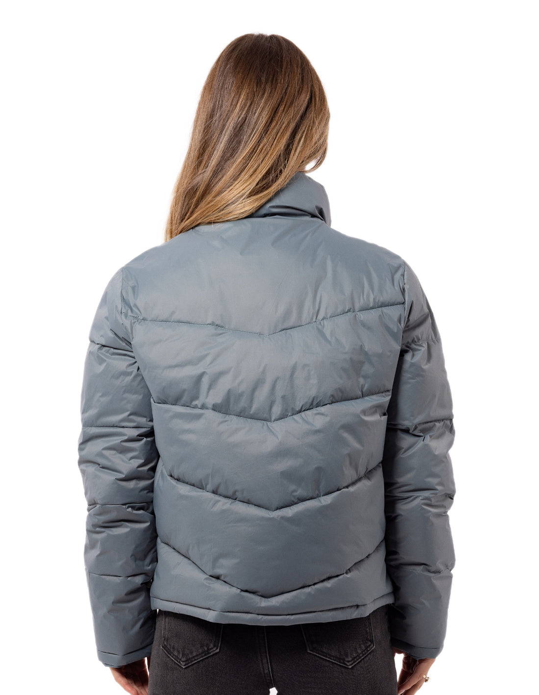 Women Russell Athletic Arch Logo Puffer Jacket Indigo | JCOXML948