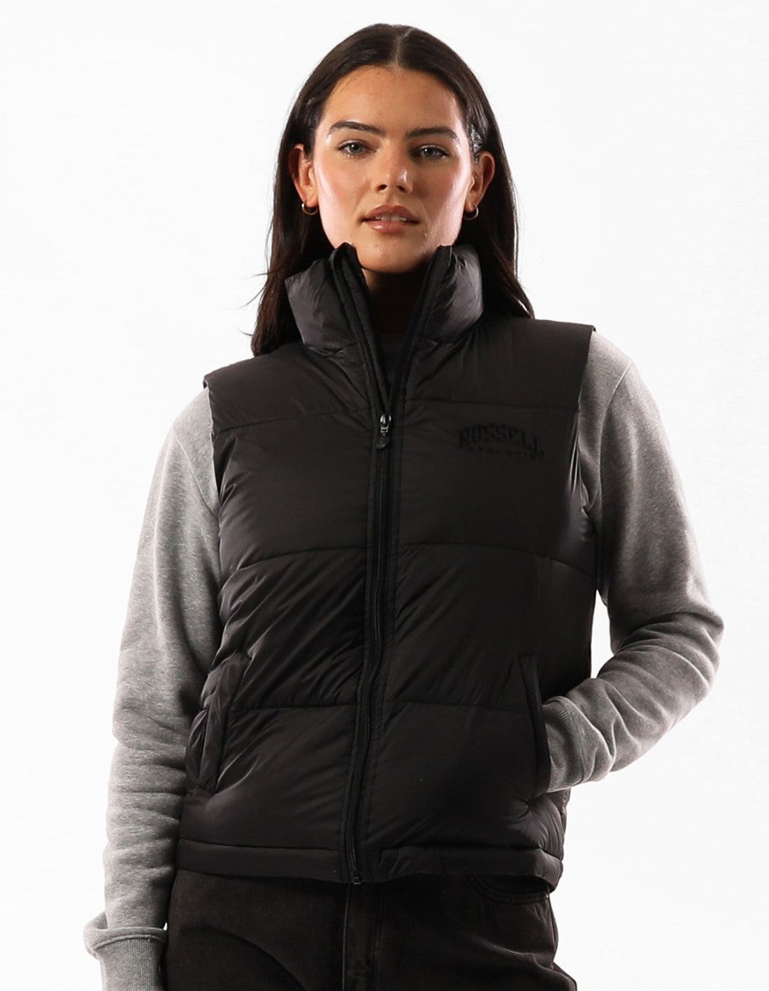 Women Russell Athletic Arlington Vest Jackets Black | OJAGYK350