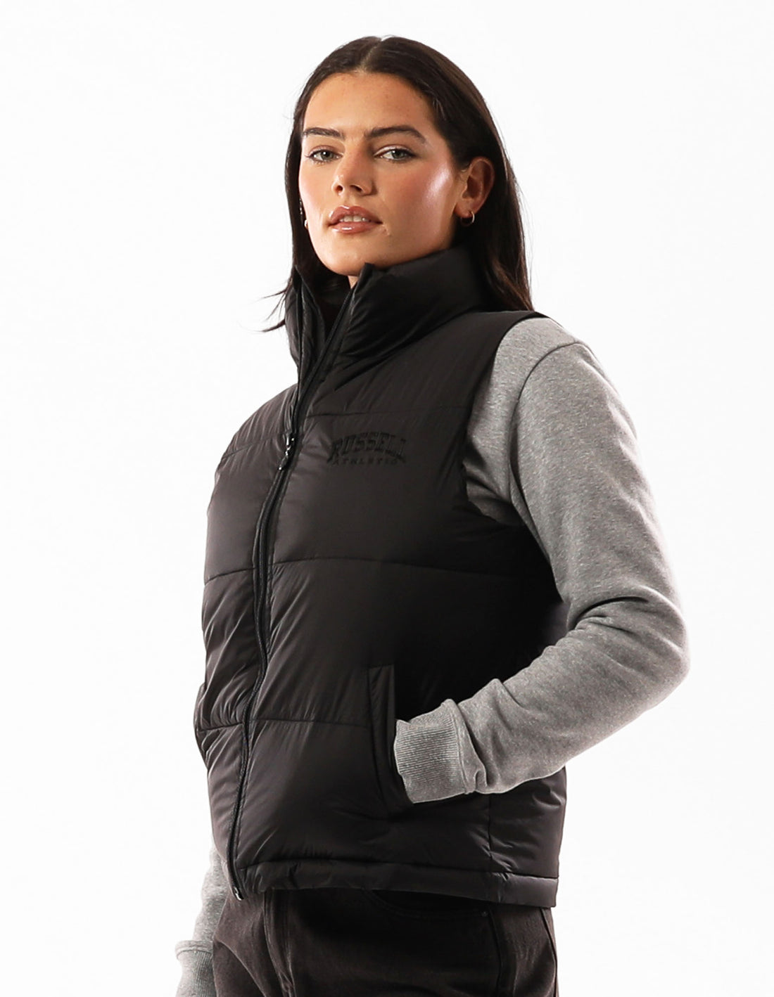 Women Russell Athletic Arlington Vest Jackets Black | OJAGYK350