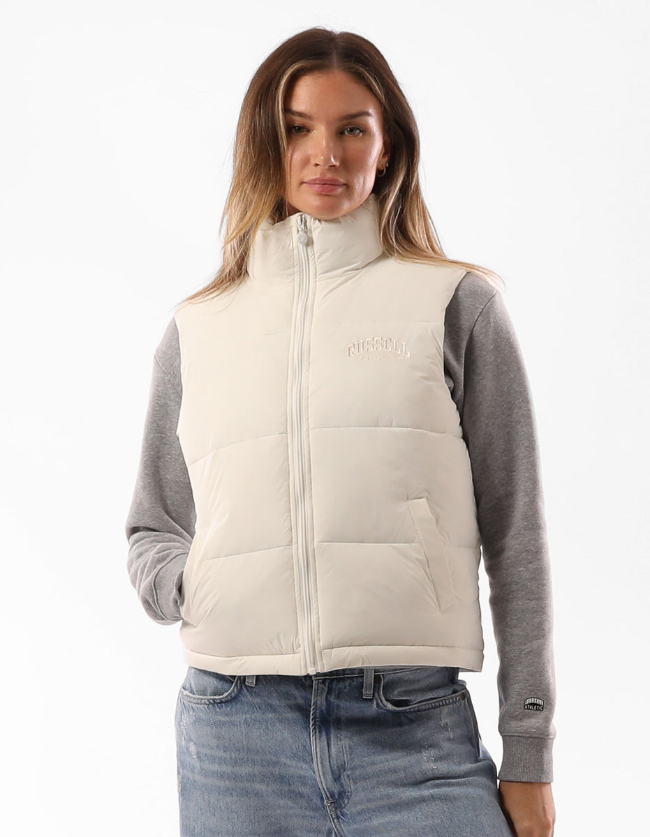 Women Russell Athletic Belle Vest Jackets Beige | JZNQCM139