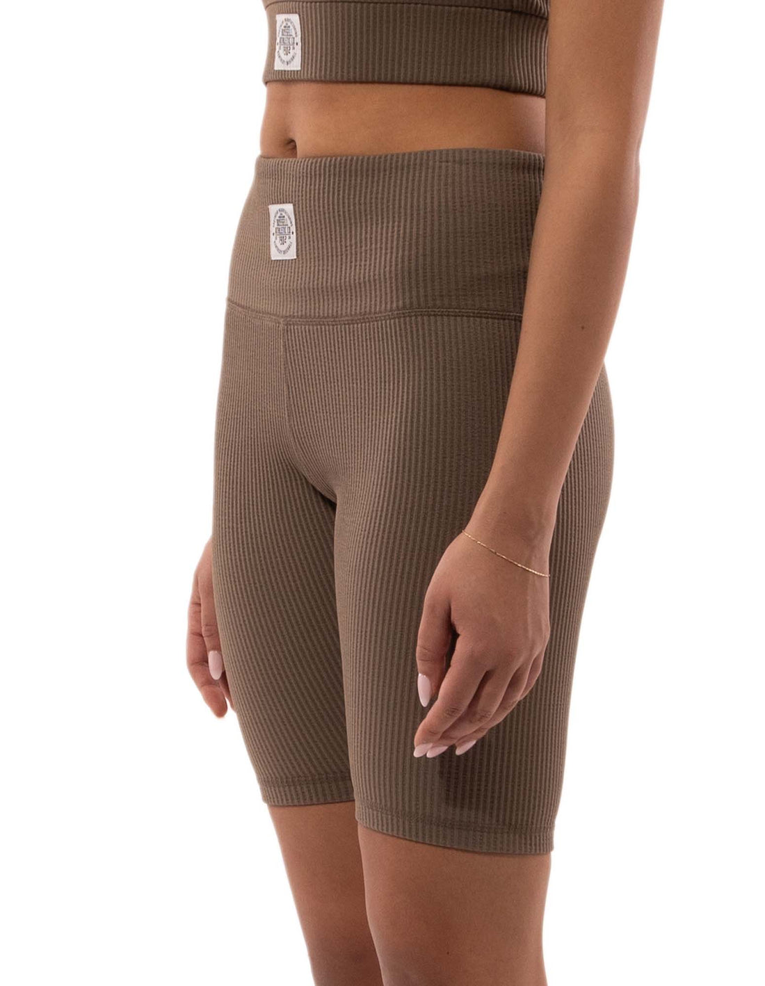 Women Russell Athletic Deja Vu Ribbed Bike Shorts Beige | GMPIUR709