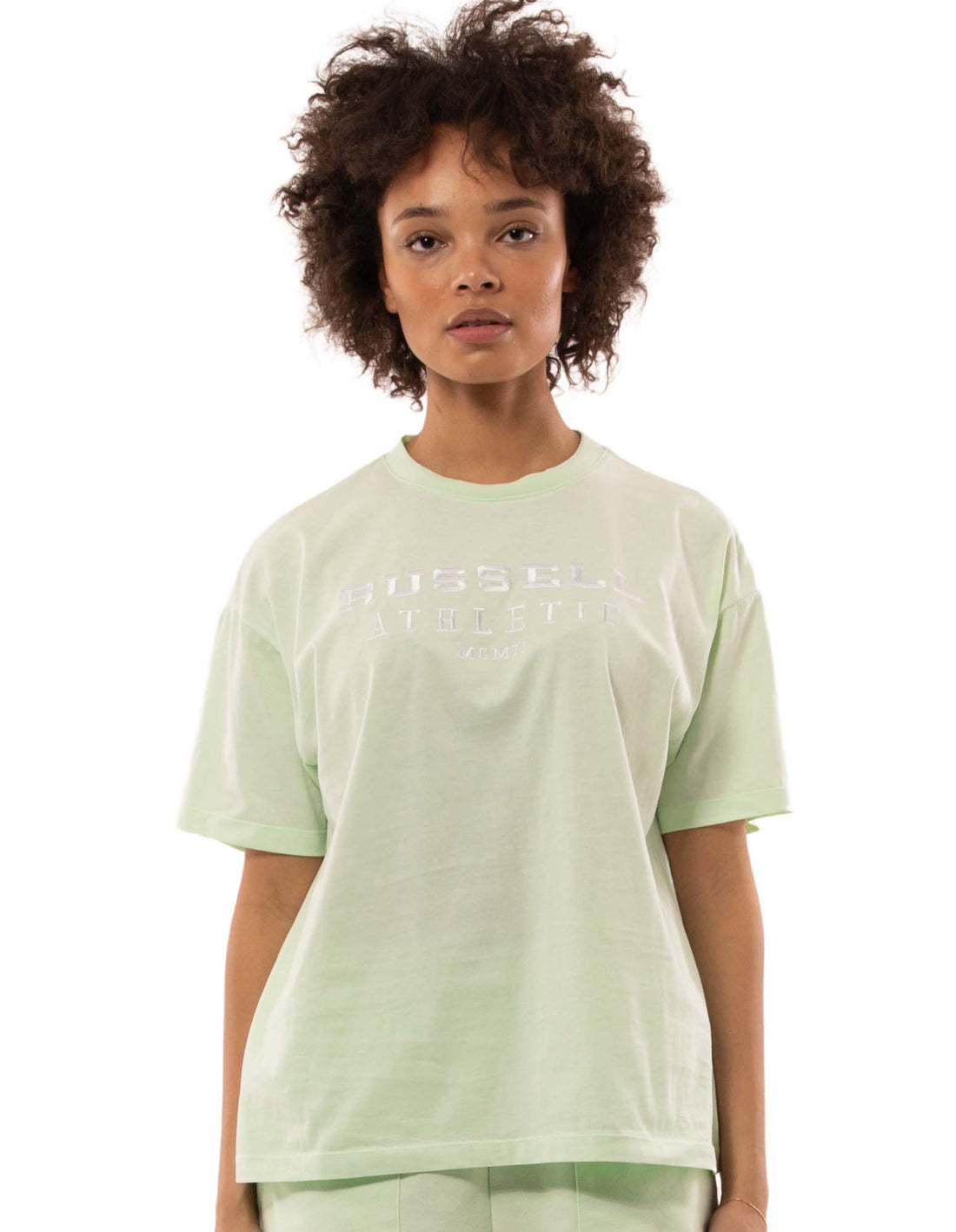 Women Russell Athletic Elements Oversize T Shirts Light Grey Green | XDQSOR792