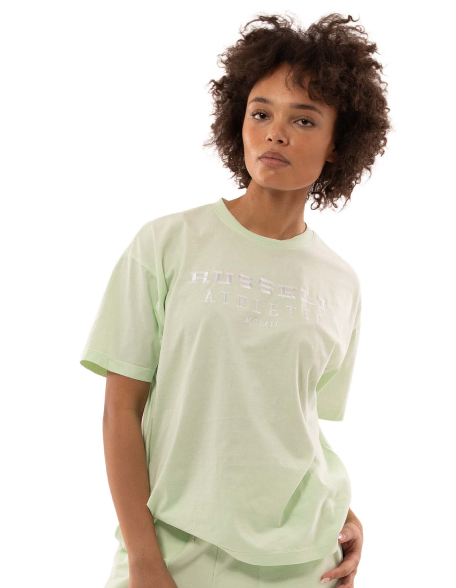 Women Russell Athletic Elements Oversize T Shirts Light Grey Green | XDQSOR792