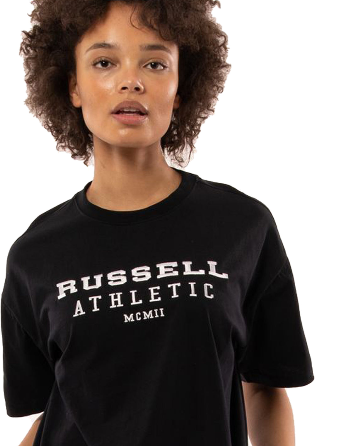 Women Russell Athletic Elements Oversize T Shirts Black | UEFCVY581