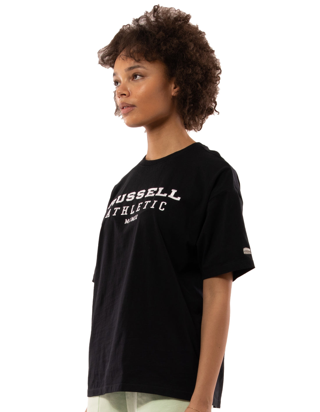 Women Russell Athletic Elements Oversize T Shirts Black | UEFCVY581