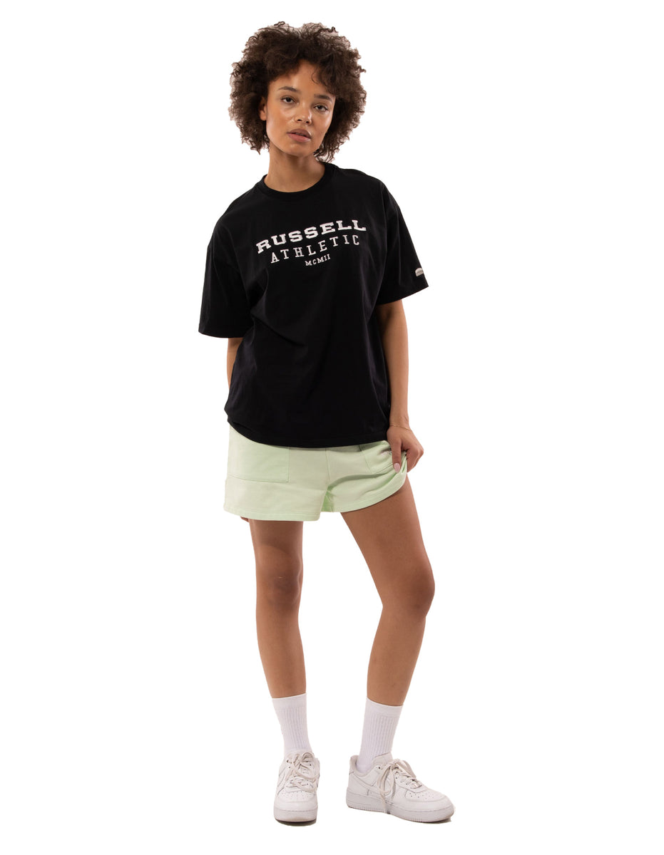 Women Russell Athletic Elements Oversize T Shirts Black | UEFCVY581