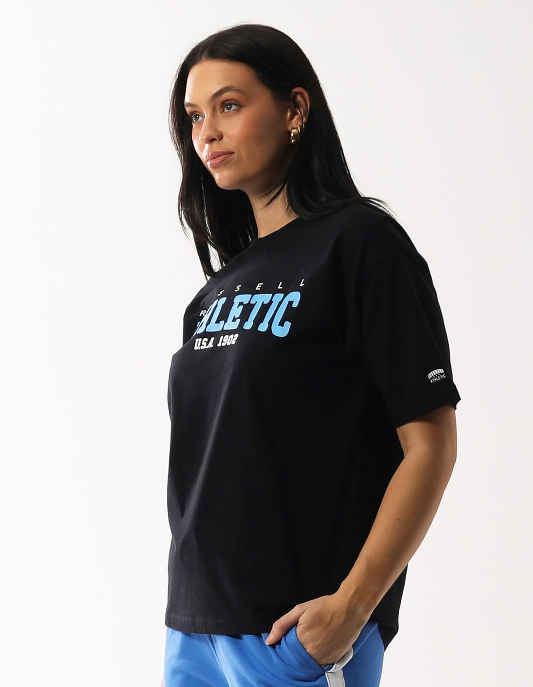 Women Russell Athletic Halston Oversize T Shirts Black | XHPRYD702