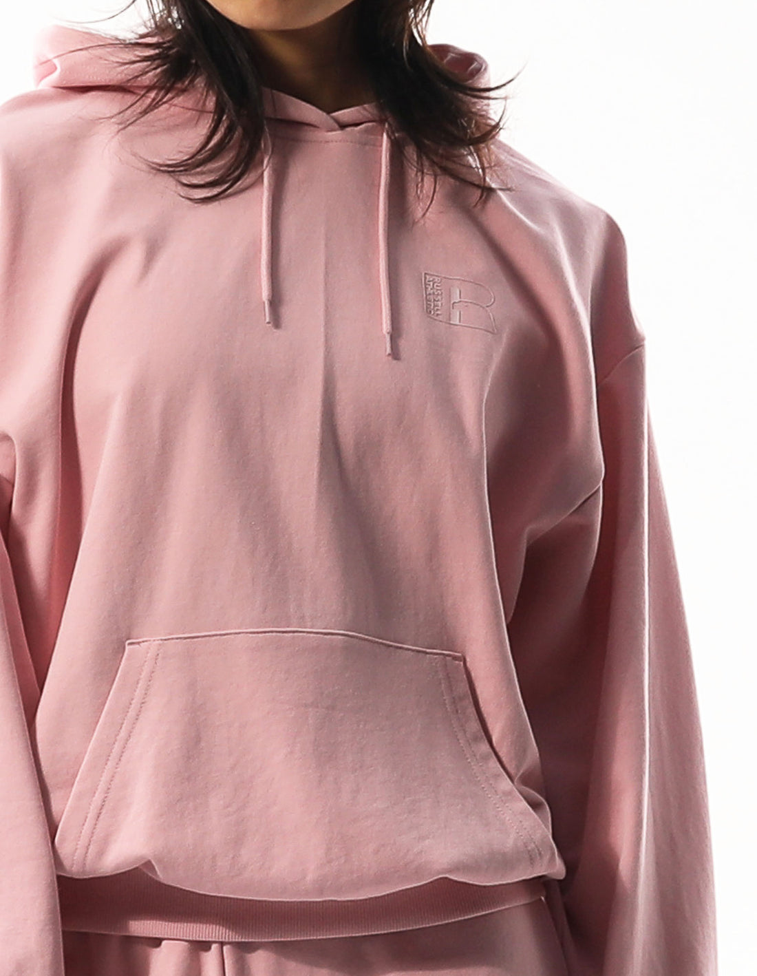 Women Russell Athletic Inlay Logo Unbrushed Hoodie Rose Pink | HRDAUE367