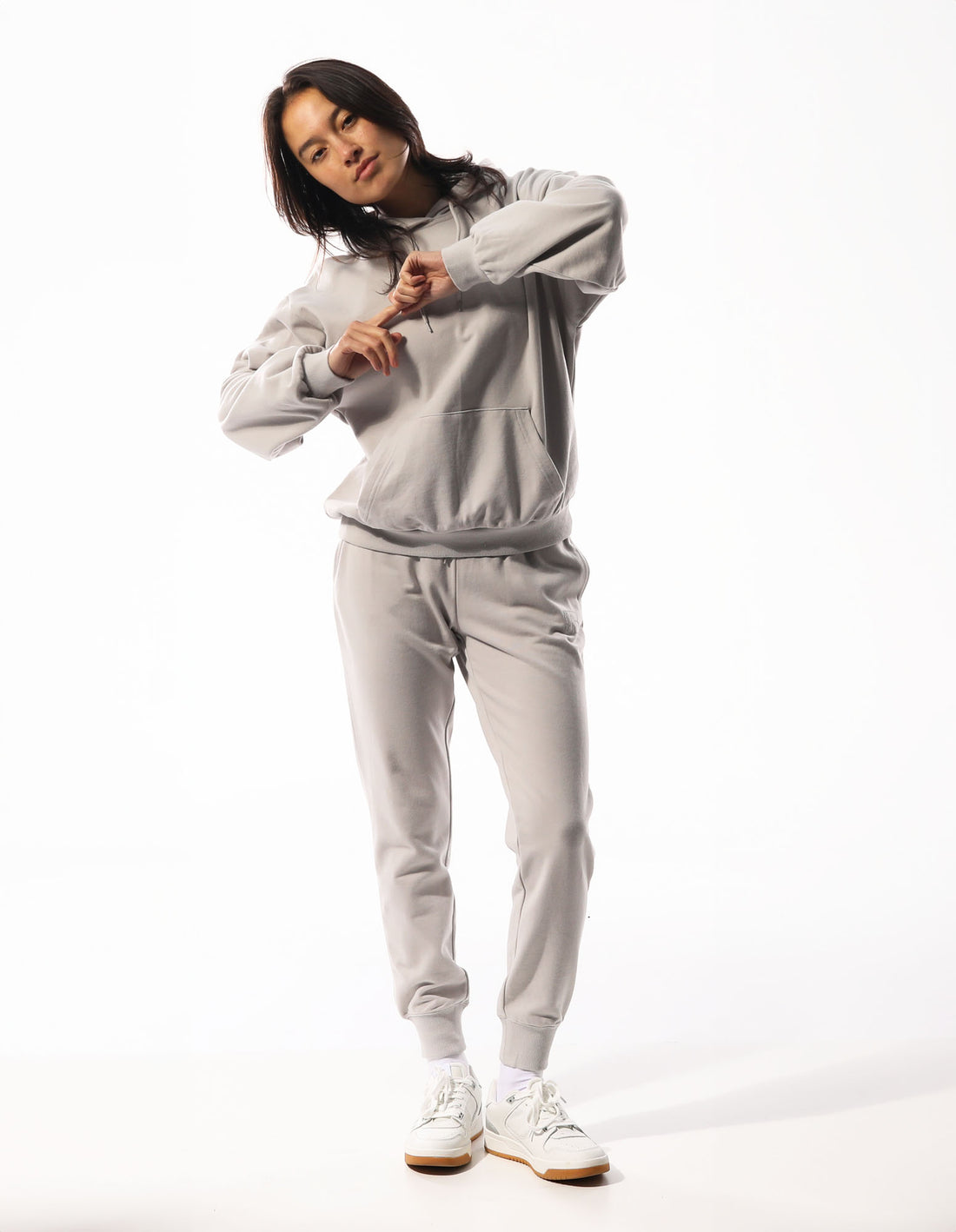 Women Russell Athletic Inlay Logo Unbrushed Hoodie Light Grey | EALRGD276