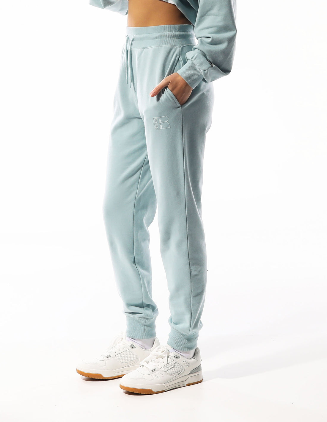 Women Russell Athletic Inlay Logo Unbrushed Track pants Turquoise | JUDWAZ714