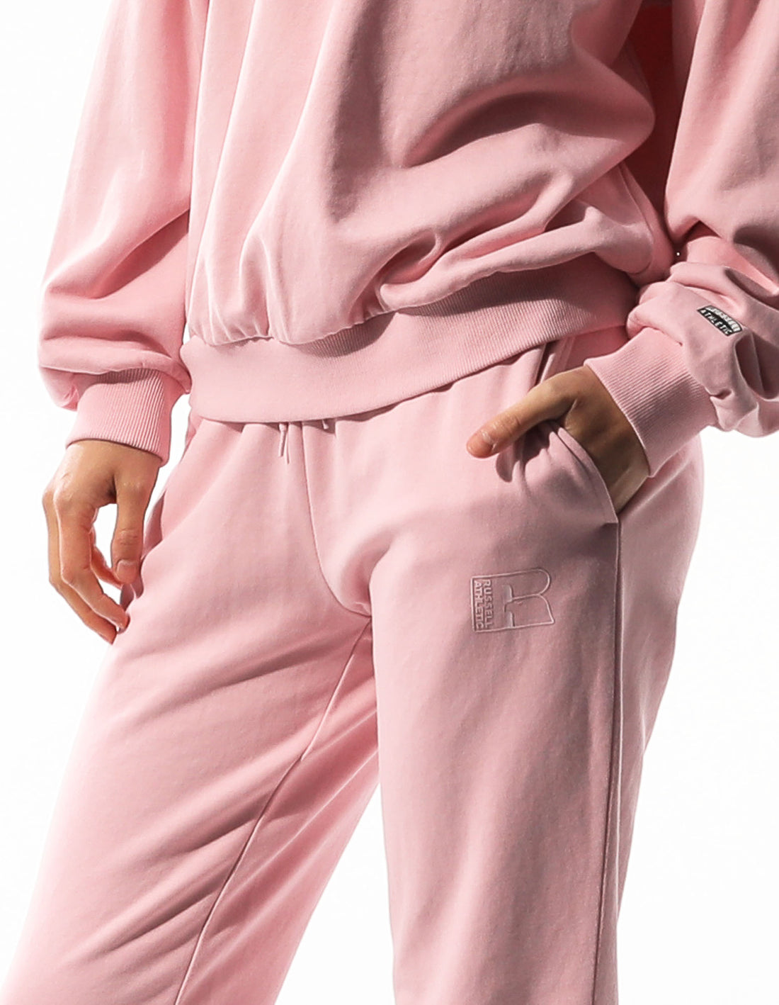 Women Russell Athletic Inlay Logo Unbrushed Track pants Pink | QESTMD450