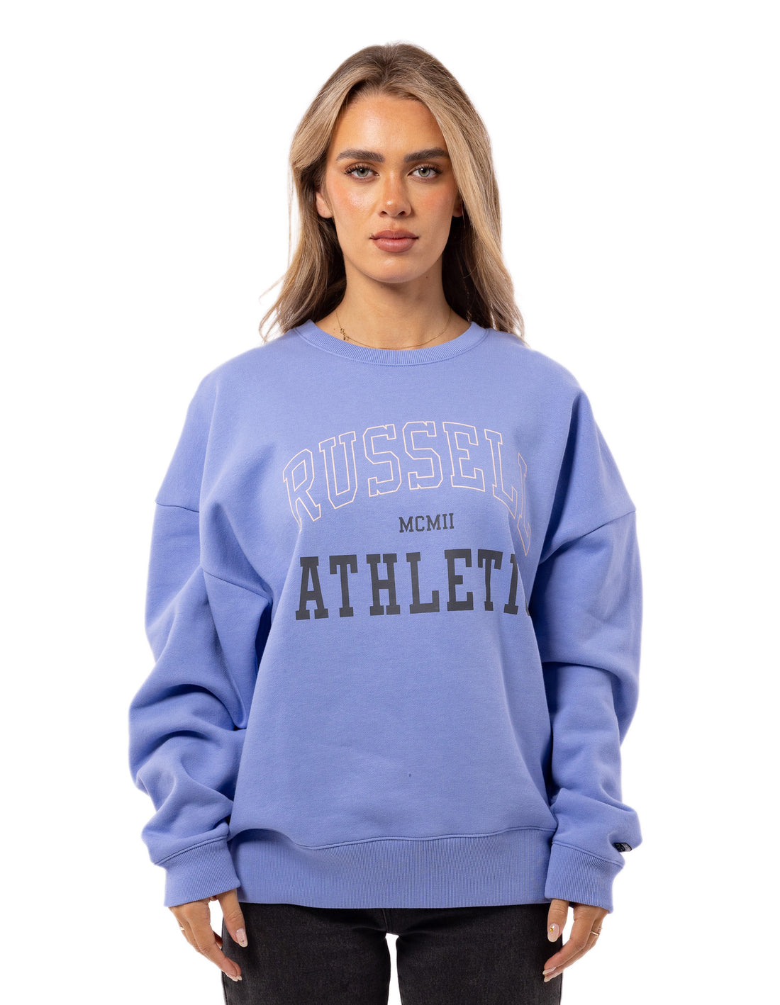 Women Russell Athletic MCMII Crew Neck Sweaters Lavender | EIKXGO624