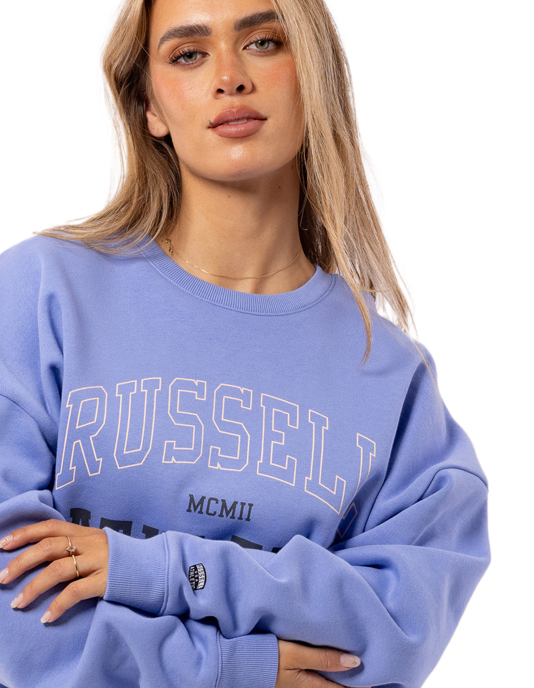 Women Russell Athletic MCMII Crew Neck Sweaters Lavender | EIKXGO624