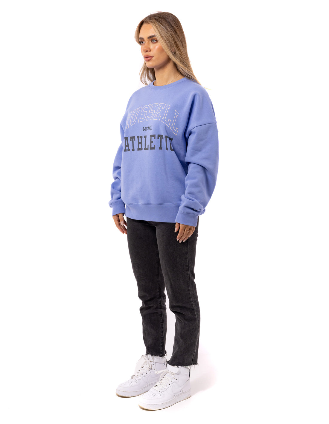 Women Russell Athletic MCMII Crew Neck Sweaters Lavender | EIKXGO624