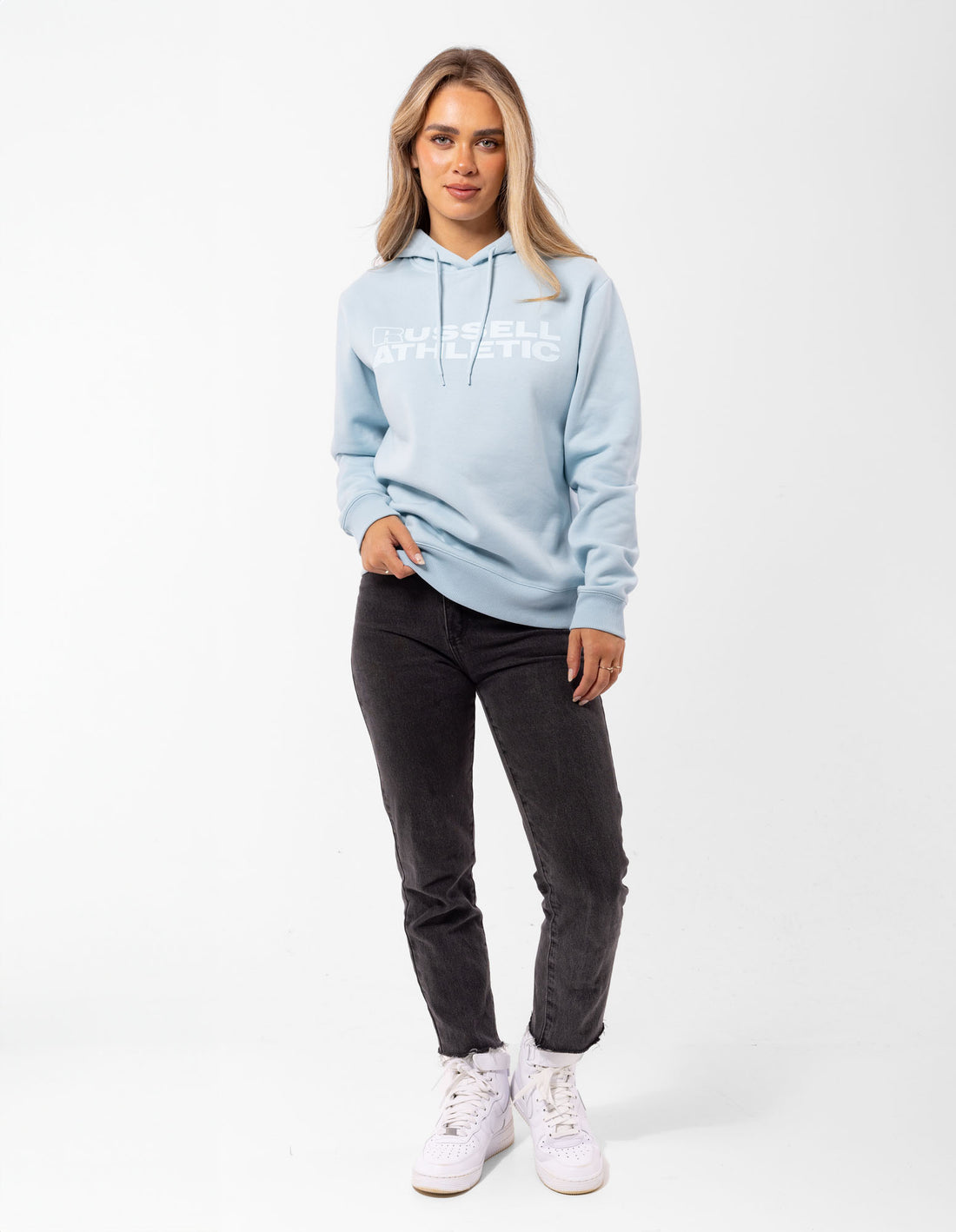 Women Russell Athletic Modern Tonal Hoodie Light Blue | NPOIXY159