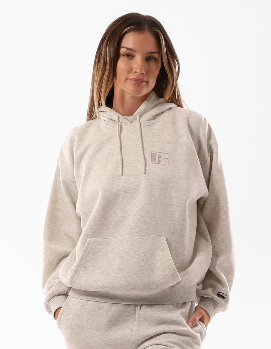 Women Russell Athletic Original Inlay Logo Hoodie Beige | ESLVCH695