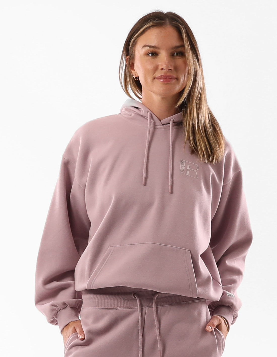 Women Russell Athletic Original Inlay Logo Hoodie Rose Pink | KCLPTR854