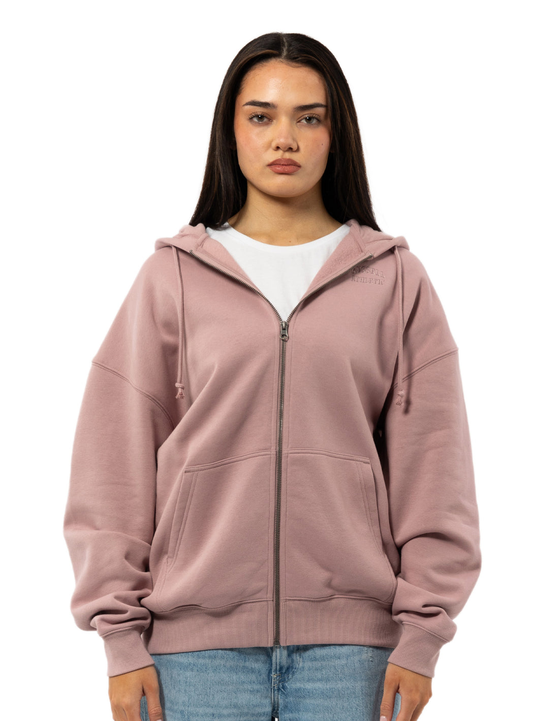 Women Russell Athletic Originals Embroidered Zip Through Hoodie Rose | DQKNXZ285