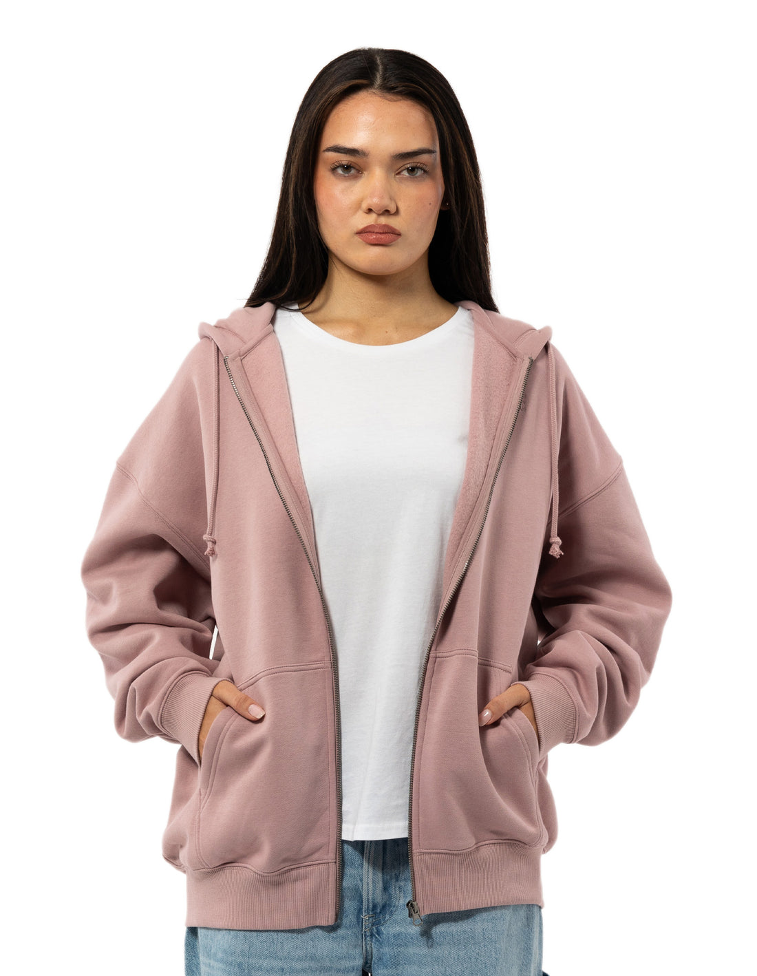 Women Russell Athletic Originals Embroidered Zip Through Hoodie Rose | DQKNXZ285