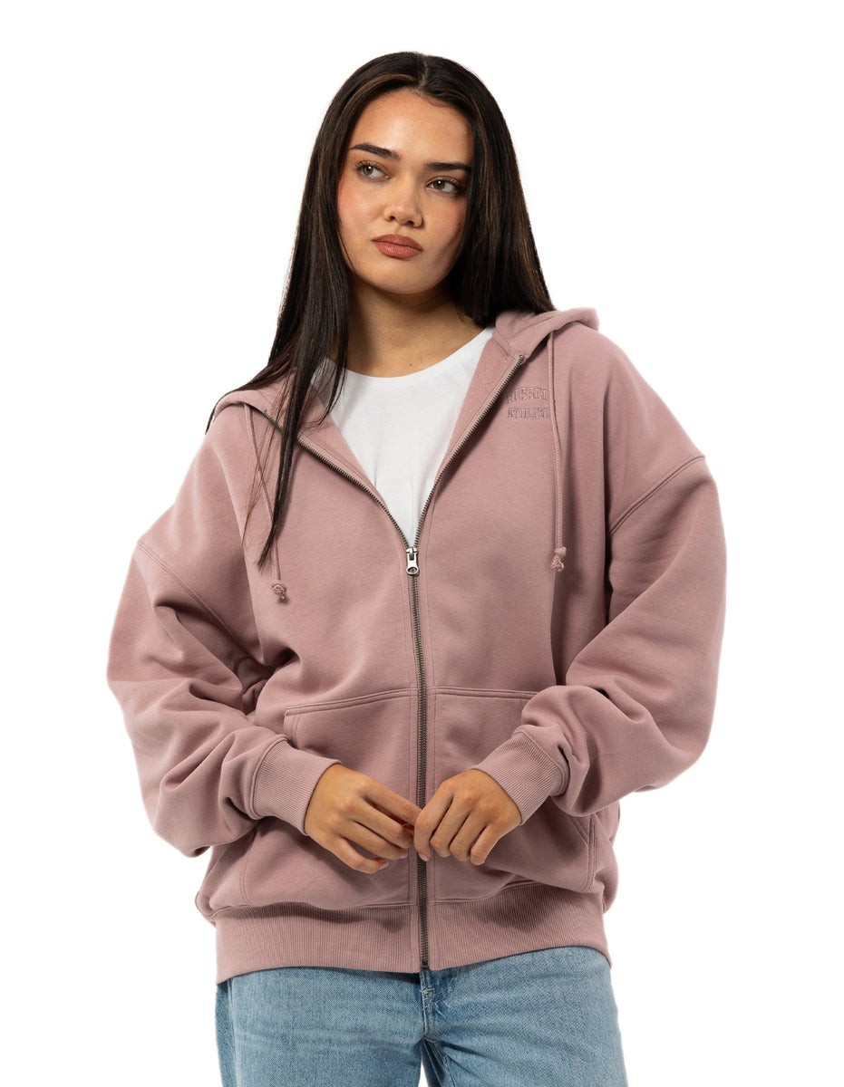 Women Russell Athletic Originals Embroidered Zip Through Hoodie Rose | DQKNXZ285