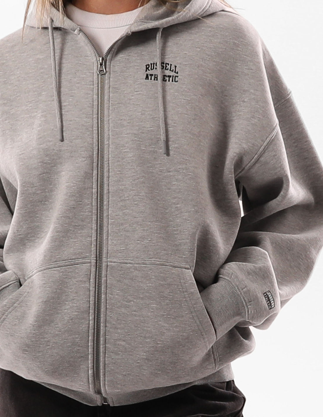 Women Russell Athletic Originals Embroidered Zip Through Hoodie Grey | GFJUTQ240