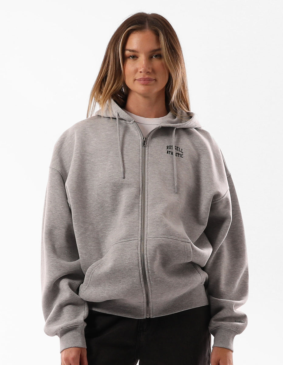 Women Russell Athletic Originals Embroidered Zip Through Hoodie Grey | GFJUTQ240