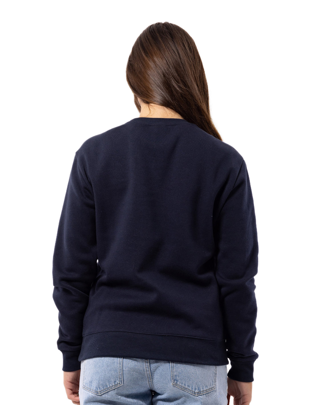 Women Russell Athletic Originals Embroidered Crew Neck Sweaters Navy | RZOXLV516