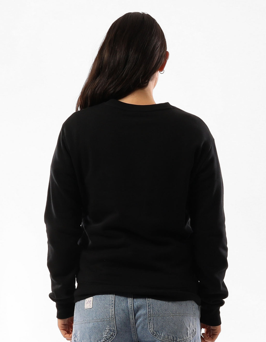 Women Russell Athletic Originals Embroidered Crew Neck Sweaters Black | DPHUKA842