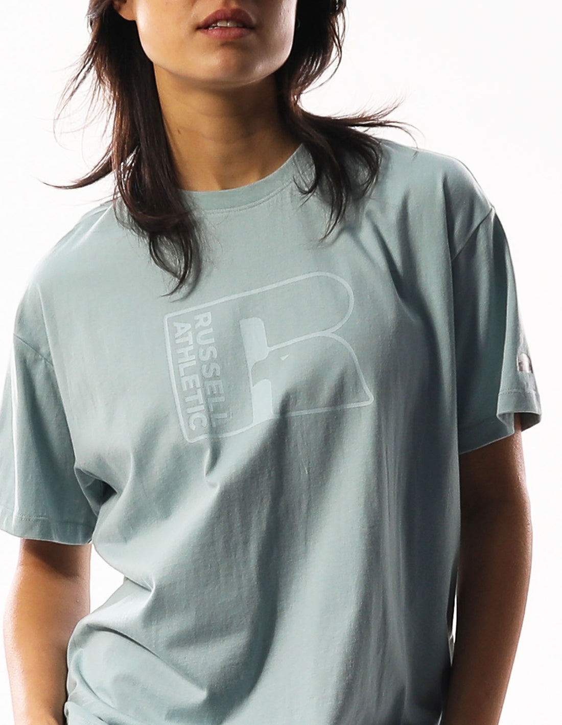 Women Russell Athletic Originals Inlay Logo T Shirts Turquoise | WPXHIZ457