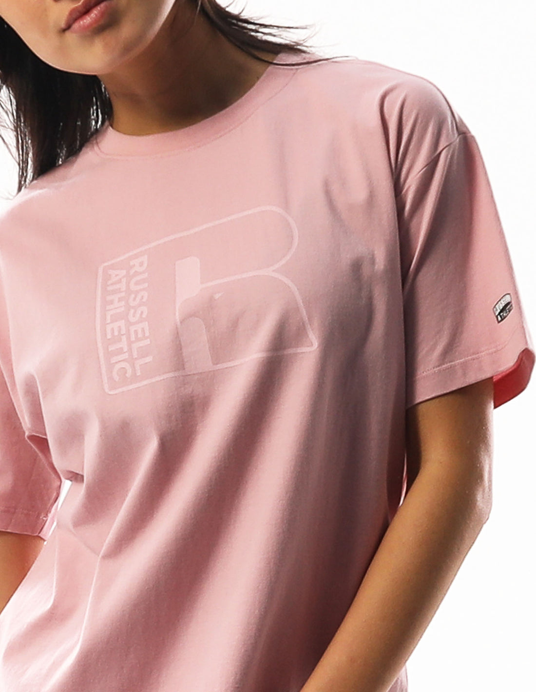 Women Russell Athletic Originals Inlay Logo T Shirts Rose Pink | OYUIPV084